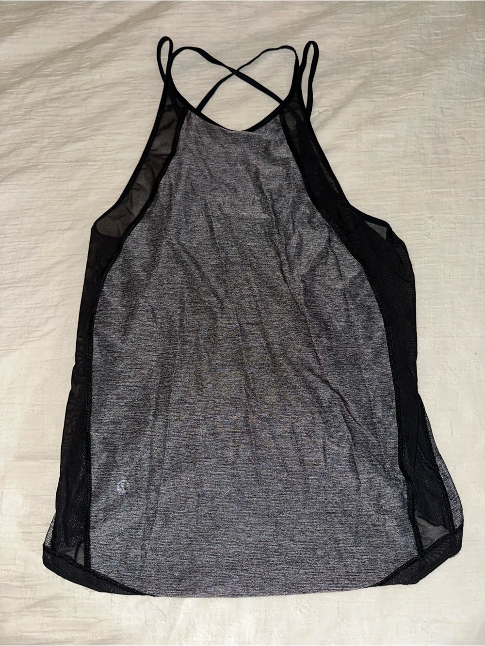 Lululemon Gray and Black Mesh Cross-Back Tank